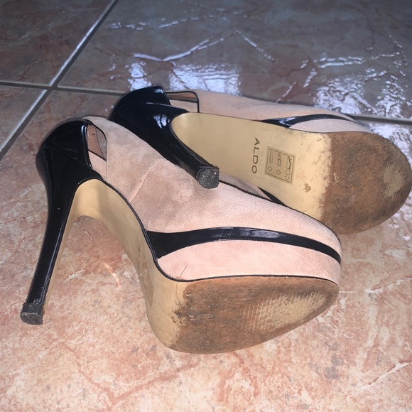 Aldo Janaye Heels Shoes Nude and Black Size 6.5 - Picture 4 of 10